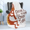 thumbnail image 4 of Kokopelli Soft Flannel Fleece Throw Blanket, Abundance Fertility Tribal Cultural Persona Shepherds, Cozy Plush for Indoor and Outdoor Use, 70" x 90", Vermilion Shamrock Green, by Ambesonne, 4 of 5