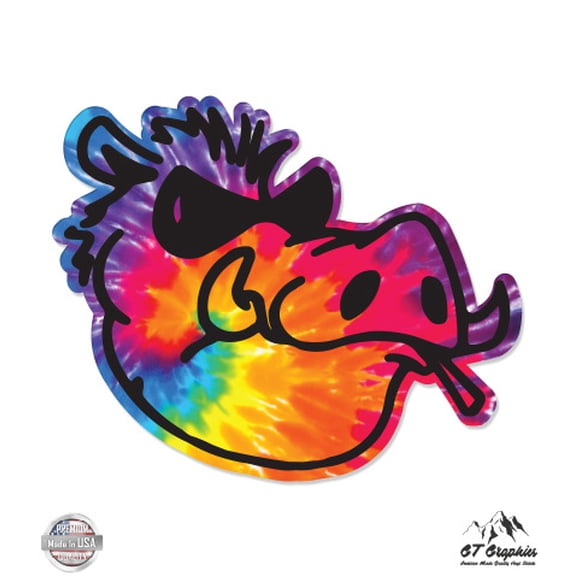Tie Dye Pig Cool - 3" Vinyl Sticker - For Car Laptop I-Pad Phone Helmet Hard Hat - Waterproof Decal