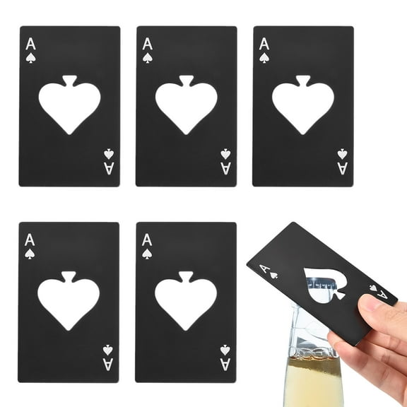 Uxcell 6Pcs Ace of Spades Bottle Opener, Stainless Steel Credit Card Size Beer Bottle Opener, Black