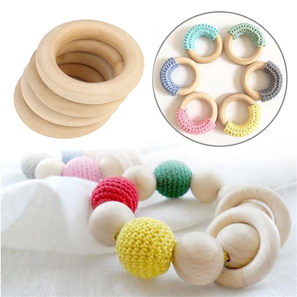 Fiudx Liquidación navideña 5 piezas de 55 MM de madera para manualidades, conectores, círculos, anillos de madera natural