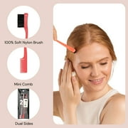 Kitsch Pro Dual Edge Mini Hair Brush and Comb, 2 Count, Nylon Fine Tooth All Purpose Combs, Blush