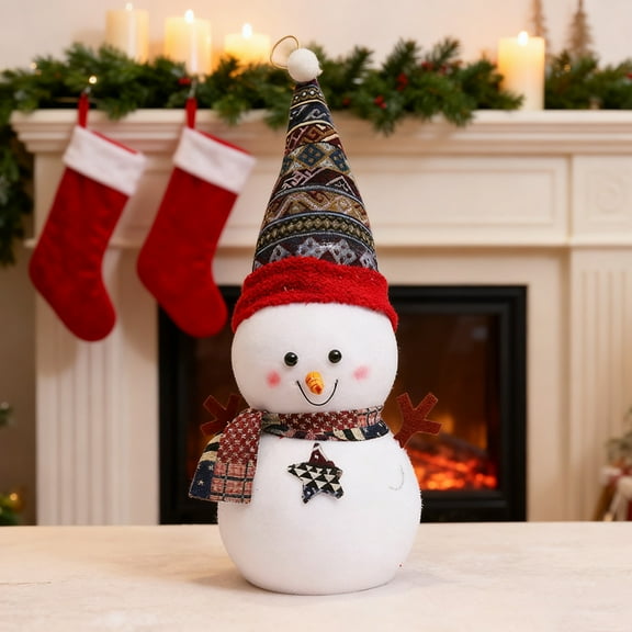 YOHAVEN Cute Snowman Christmas Ornament Holiday Decoration for Tree Mantel Shelf Table Seasonal Xmas Decor Front Door Decorations Home Christmas Decor Indoor Winter Decor