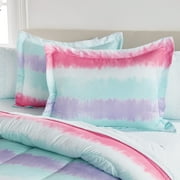 Dream Factory Tie Dye Stripe Twin 5 Piece Comforter Set, Polyester, Microfiber, Pink, Purple, Multi, Child, Unisex