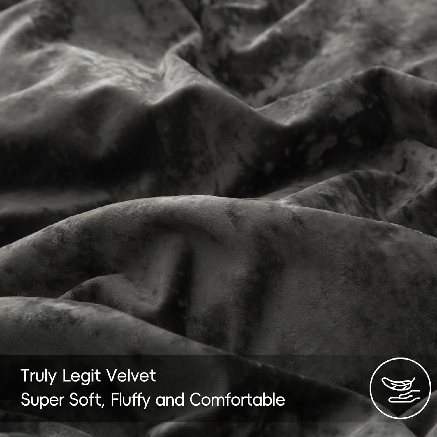 PHF Truly Velvet Duvet Cover Set King Size, 3 Pieces Luxury Ultra Soft Comforter Cover Set, Warm Flannel Duvet Cover with 2 Pillow Shams Bedding Collection, 104"x90", Grey (No Insert)