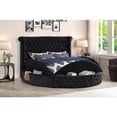 thumbnail image 2 of Modern Glam Queen Size Round Storage Bed, Velvet Tufted Platform Circle Bed, Luxure Bedroom Furniture, Black, 2 of 3