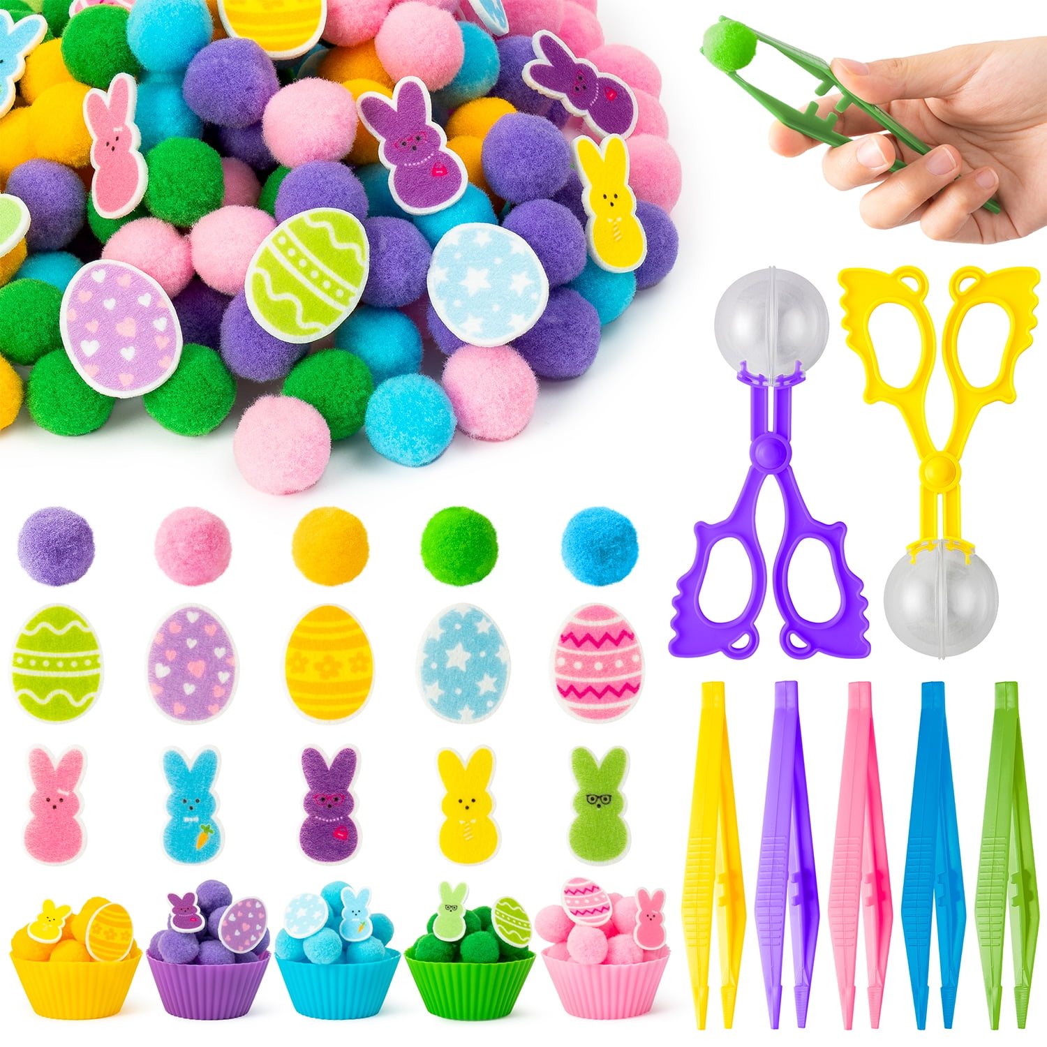 Laffact Easter Party Counting and Sorting Toy, Easter Bunny Egg Felt Toy,268pcs