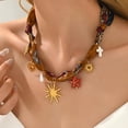 thumbnail image 4 of 18K Gold Plated Silk Scarf Necklace for Women, Bandana Necklace with Stainless Steel Charms Choker, Vintage accessories Flower Sun Coin Butterfly Pendant Necklaces, Boho Christmas Gifts, 4 of 6