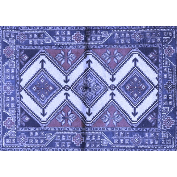 Ahgly Company Machine Washable Indoor Rectangle Persian Blue Traditional Area Rugs, 2' x 5'