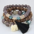 thumbnail image 3 of SPRING PARK Women Fashion Multilayer Resin Bracelets Boho Small Elephant Charm Tassel Bracelets Set Jewelry, 3 of 4
