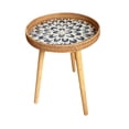 thumbnail image 3 of Elodie Rattan Side Table Tea Table End Table Ornament Open Design Bedside Table Accent Gray Feather 40cm, 3 of 8