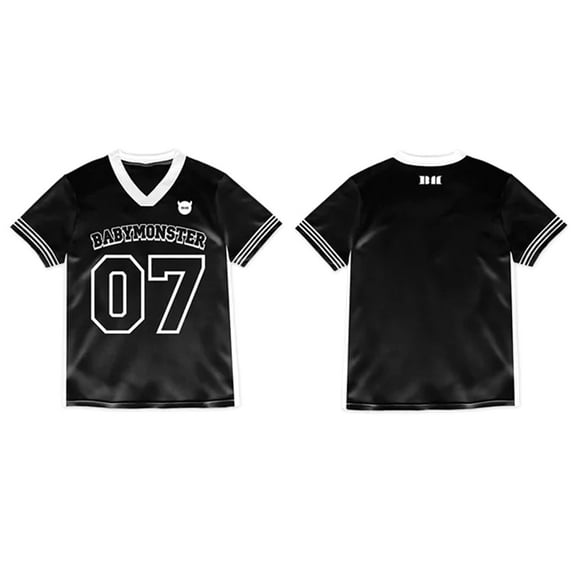 Kpop Babymonster Drip Jersey V-neck Tee Cosplay Women Men Fashion Casual Short Sleeve T-Shirts