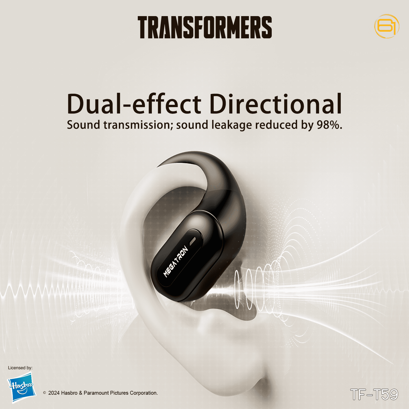 Transformers TF-T59 Ear-Hook True Wireless Bluetooth Earbuds with Mic, Low Latency Game/Music Modes, 13mm Drivers, Secure Fit Sport Headphones, IPX5 Waterproof Deep Bass Sound – Megatron Black