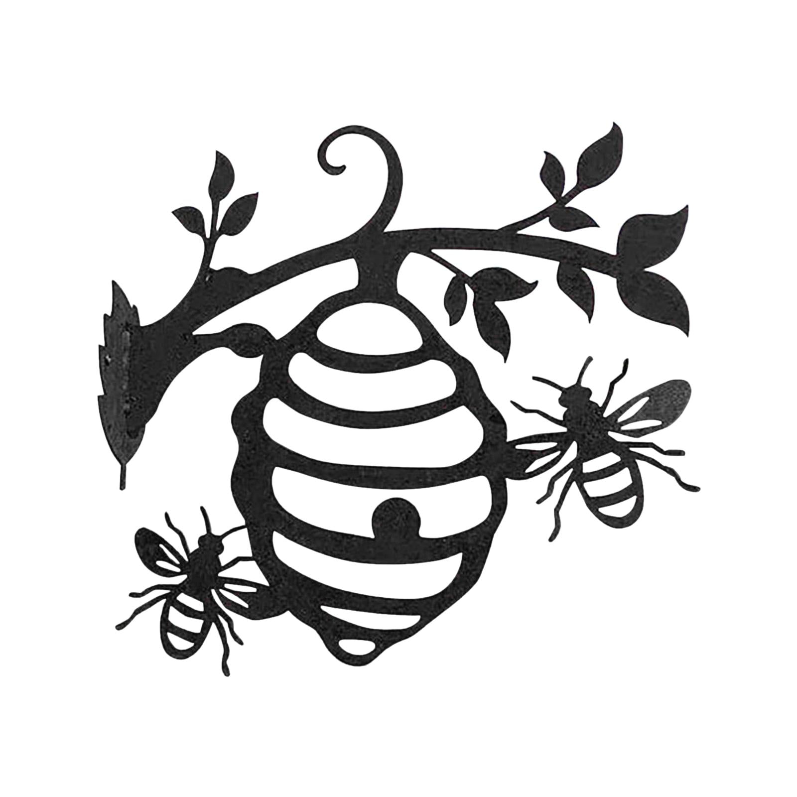 Metal Bee Wall Art Hanging Décor Insect Ornaments for Patio Garden Backyard 