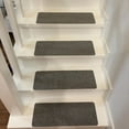 thumbnail image 4 of Non-slip Carpet Stair Treads, Rug Runner, Polyester, 21.5" X 8" Size, Reusable Adhesive Backing, for Indoor Stairs, Kids, Elderly, and Pets Safety, Dark Gray, by FAJHHA, 4 of 8