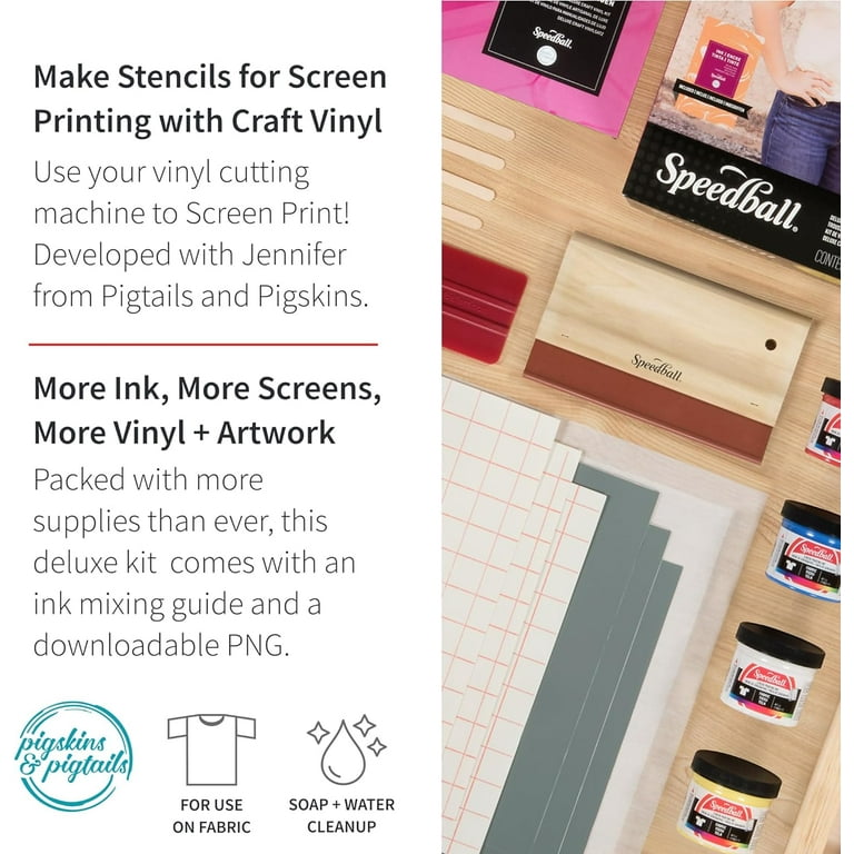 Speedball Beginner Screen Printing Craft Vinyl Kit, Use with Cutting  Machine to Easily Print Custom T-Shirts and Home Decor