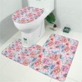 thumbnail image 2 of Pioneer Flower Floral Print Pattern Bathroom Rugs Sets 3 Piece,Toilet Cover Set,Absorbent Non Slip Bathroom Mats Sets with U-Shaped Contour Rug Toilet Rug Set, 2 of 5