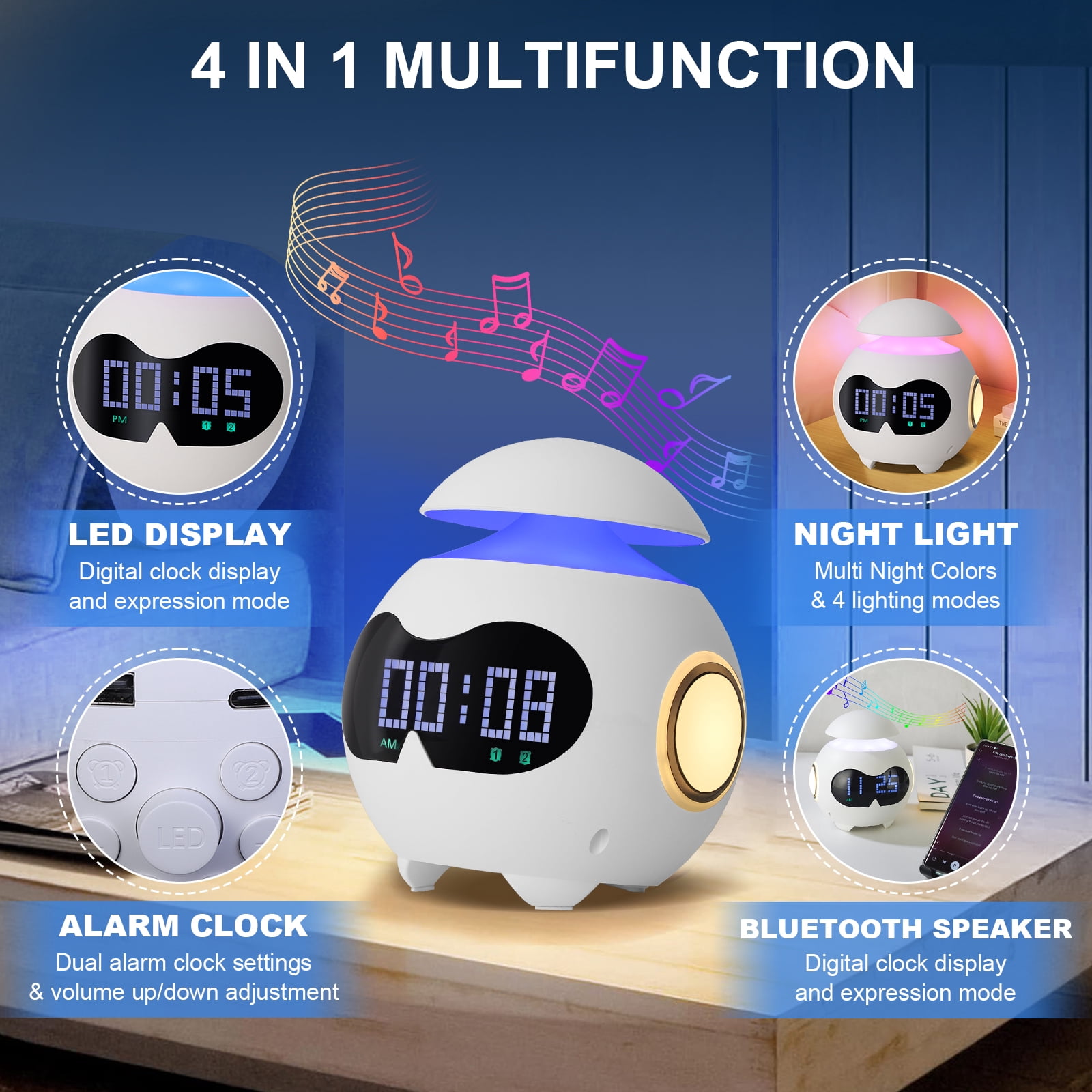 OK to Wake Clock for Kids with Sound Machine, Sleep Training Digital Alarm Clock for Toddler Girls and Boys ,Smart Sunrise Alarm Clock Wake Up Night Light for Bedroom