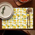 thumbnail image 4 of Yellow Lemon Fruit Slices White Pattern Summer Placemats Table Placemats Set Of 6-Linen Kitchen Washable Placemats Table Mats 11.8"x17.7" Non-Slip Heat Resistant, 4 of 5