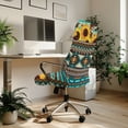 thumbnail image 3 of SEANATIVE Stretch Office Chair Slipcover Removable Computer Chair Cover Universal Rotating Desk Chair Protector Washable Dorm High Back Chair Cover, L, Tribal Sunflower Leopard Print Teal, 3 of 7