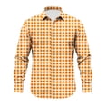 thumbnail image 5 of TOUMENY Men's Casual Button Down Shirts Long Sleeve Plaid Slim Fit Collared Summer Fall Party Tops Lightweight Trendy Print Shirt Orange XL, 5 of 5