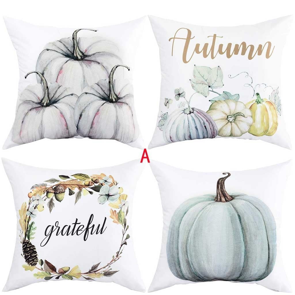 Fall Harvest Thanksgiving Pumpkin Pillow Case Waist Throw Cushion Cover Decor