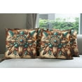 thumbnail image 5 of Ambesonne Rustic Throw Pillow Cover Pack of 4, Boho Earthy Feathers Mandala, 4 Pcs-26" x 16", Teal Cinnamon Brown, 5 of 5