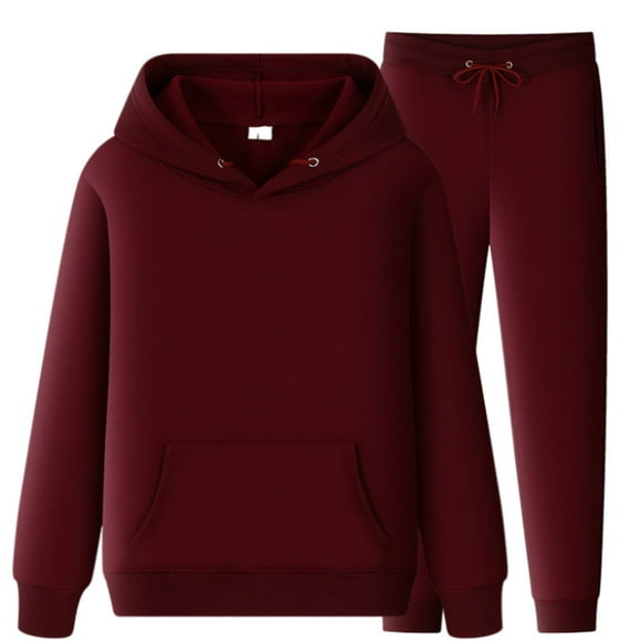 Ploknplq Hoodies for Men Essentials Hoodie Sports Suit Autumn And Winter Leisure Solid Color Hooded Sweater Pants With Tassels Sports Suit Sweatsuits for Men Sweatpants for Men Wine Xl
