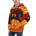 thumbnail image 2 of Pofeuu Halloween Pumpkin Print Teenage Zipper Hoodie Sweatshirts Hooded Casual Jackets With Pocket For Boys Girls-Small, 2 of 6