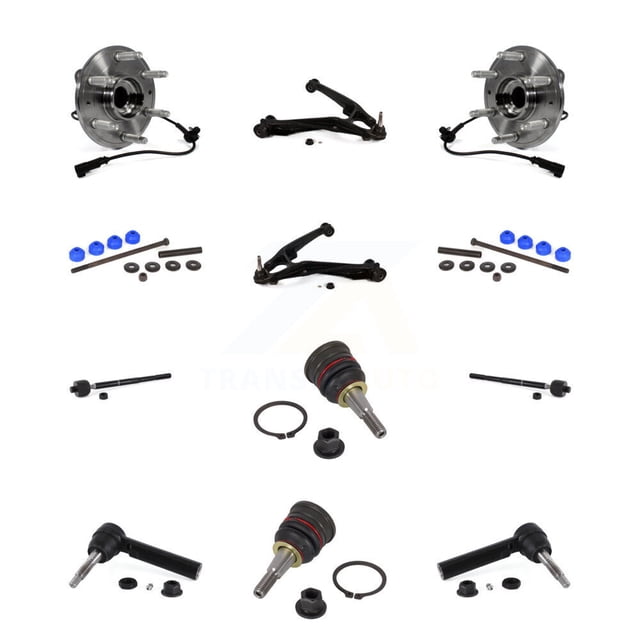 Transit Auto Front Lower Control Arm Upper Ball Joint Outer Inner Tie Rod Link Kit (12Pc) for Car 2016 GMC Chevrolet Sierra 1500 Silverado Tahoe Yukon Suburban XL with Cast Iron K7T-110173