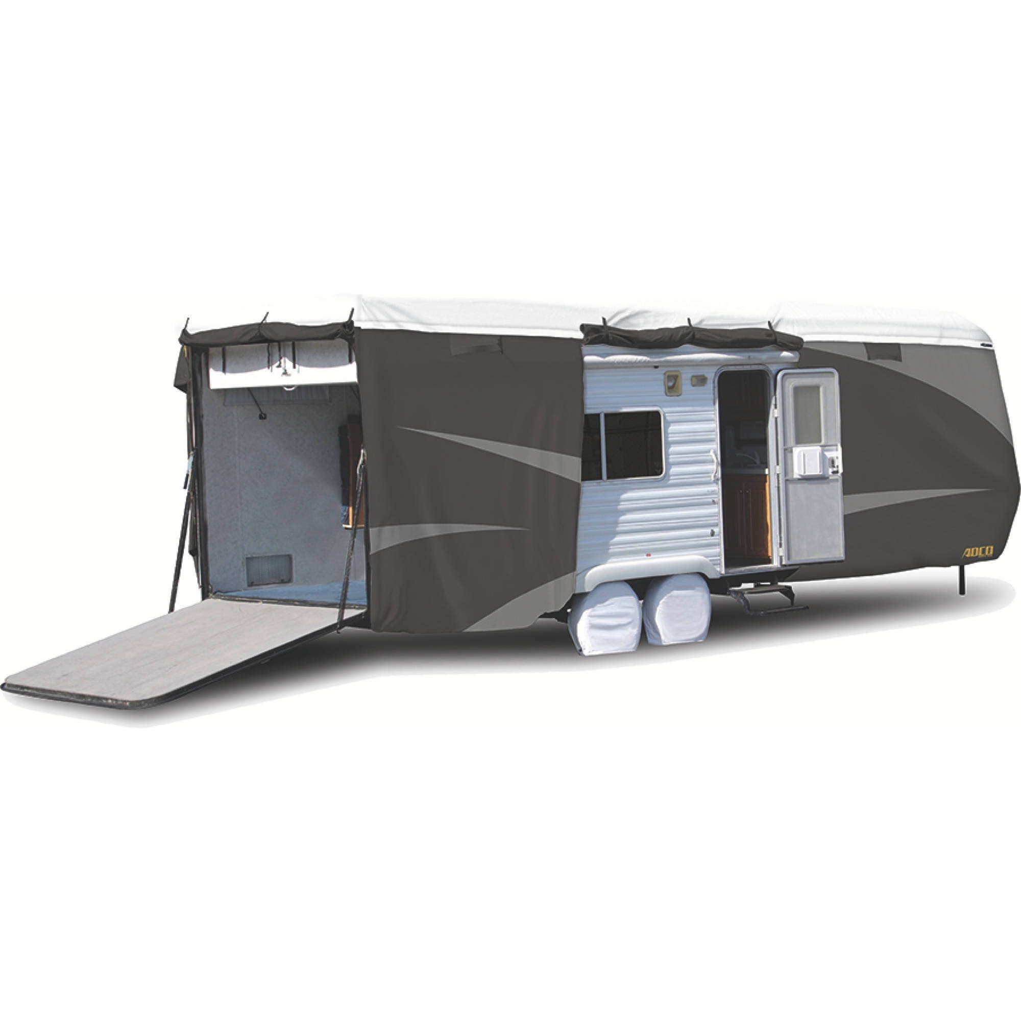 ADCO Toy Hauler Designer Series Tyvek Plus Wind RV Cover, Grey Polypropylene/White Tyvek