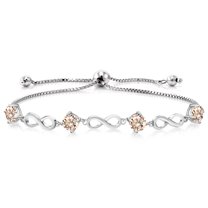 Gem Stone King 1.60 Ct Round Peach Morganite 925 Sterling Silver Keren Hanan Women Adjustable Infinity Tennis Bracelet