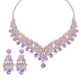 thumbnail image 3 of KAKOWELY 1 juego de collar y pendientes de boda con brillantes diamantes de imitación y cadena para el cuello., 3 of 5