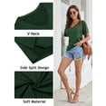thumbnail image 5 of SAYFUT Women's Ladies Tunic Tops, High Low Hem Rolled Short Sleeve Shirts Relaxed Fit Comfort Soft V-Neck T-Shirt,up to size 3XL,Black/White/Green, 5 of 8