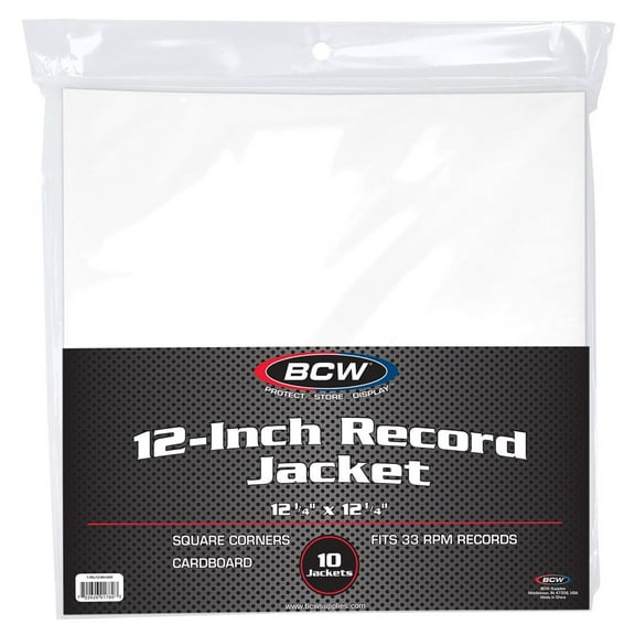 1X BCW 12 Inch Record Paper Jacket - No Hole - White (Pack of 10)