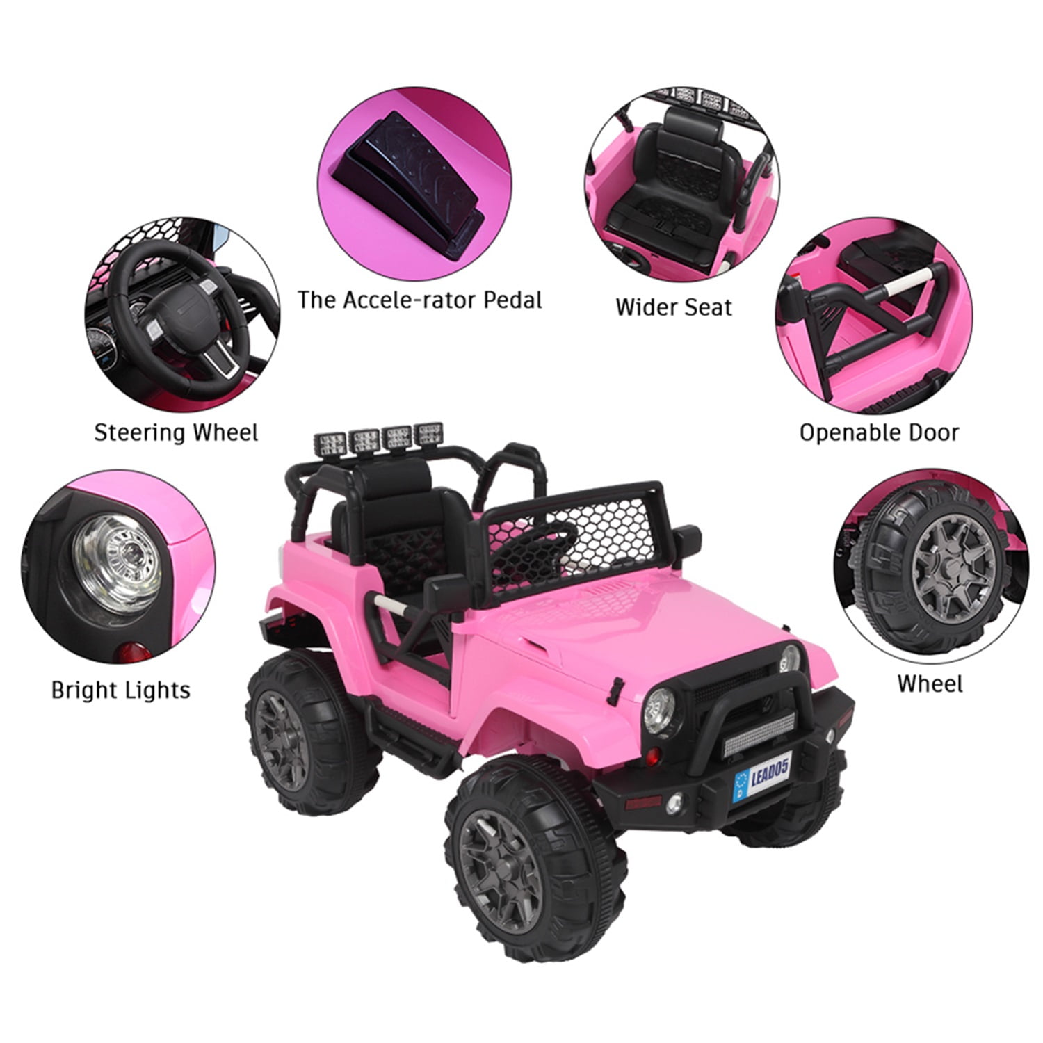 CIPACHO Remodeled Dual Drive 12V Kids Ride On Car Toy 45W * 2 Batter with 2.4G Remote Control, Pink
