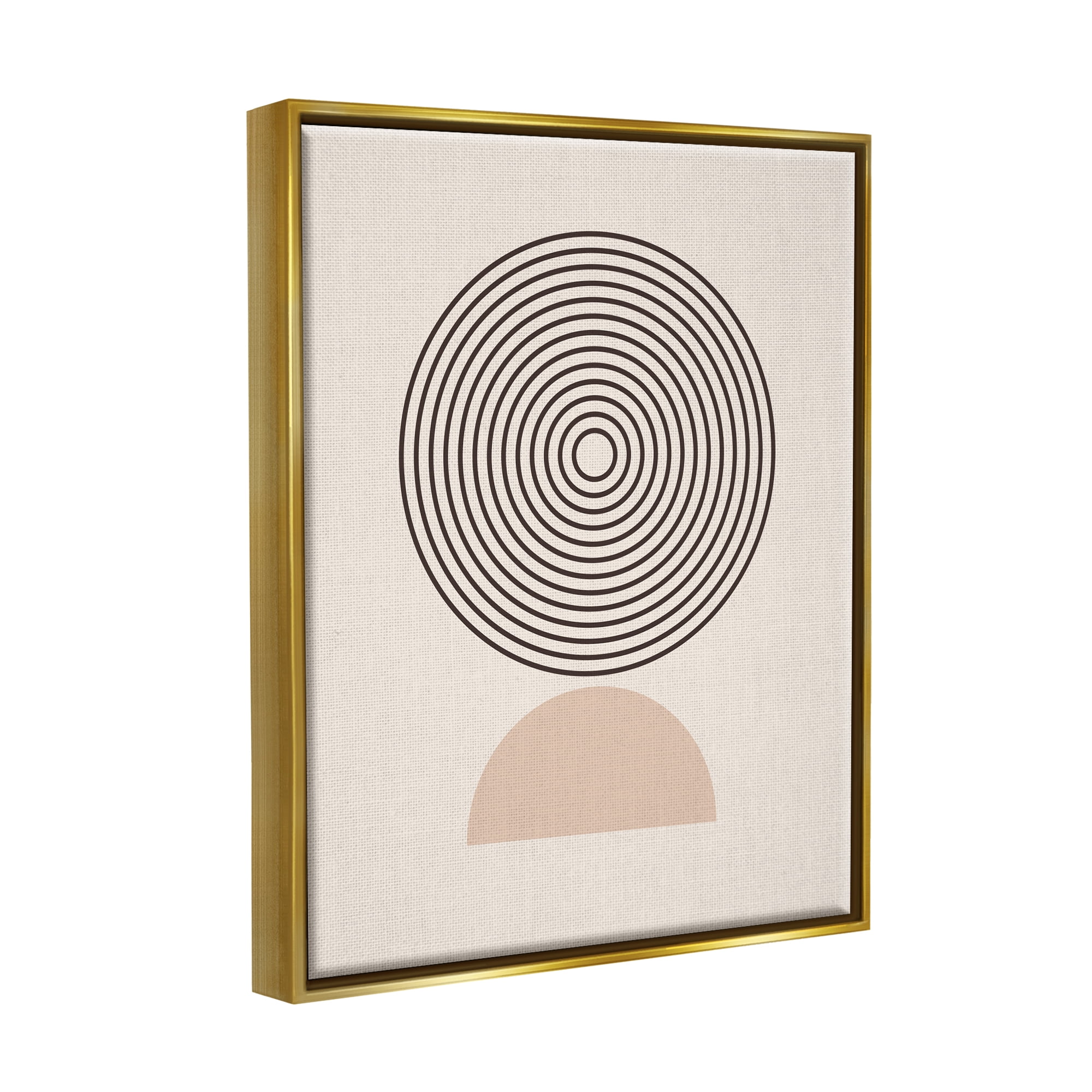 Stupell Industries Modern Circles on Beige Abstract Painting Gold Floater Framed Art Print Wall Art, 25 x 31