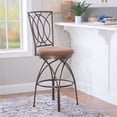 thumbnail image 2 of Linon Brasco 30" Big and Tall Steel Swivel Upholstered Bar Stool in Bronze, 2 of 11
