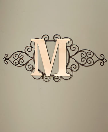 MONOGRAM METAL WALL ART HANGING DECOR RUSTIC FINISH SCROLLWORK FRAME-8 LETTERS 