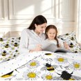 thumbnail image 4 of Erosebridal Cute Bug Bee King Size Comforter Sets,Transitional Sunflower Floral Comforters King Size,Black Silver,Reversible,3 Pieces,1 Comforter and 2 Pillowcases, 4 of 7