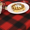 thumbnail image 3 of Checkered Round Christmas Tablecloth - Waterproof and Washable Gingham Xmas Table Cloth Holiday Decorative Table Cover for Party, Red/Black 60 Inch, 3 of 3