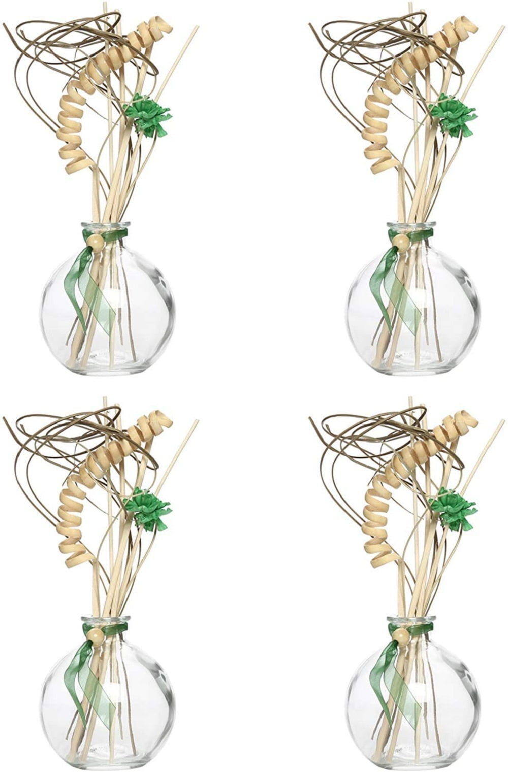 Hosley 4 pack, 100 ml Clear Glass Diffuser Bottles with Reeds, (No Diffuser Oil Included)