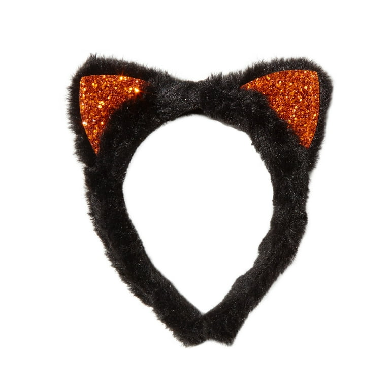 Claire's Classic Faux Fur Cat Dress Up Set with Tail, Wrist Cuffs, and  Headband, Orange Glitter, 4-Pieces