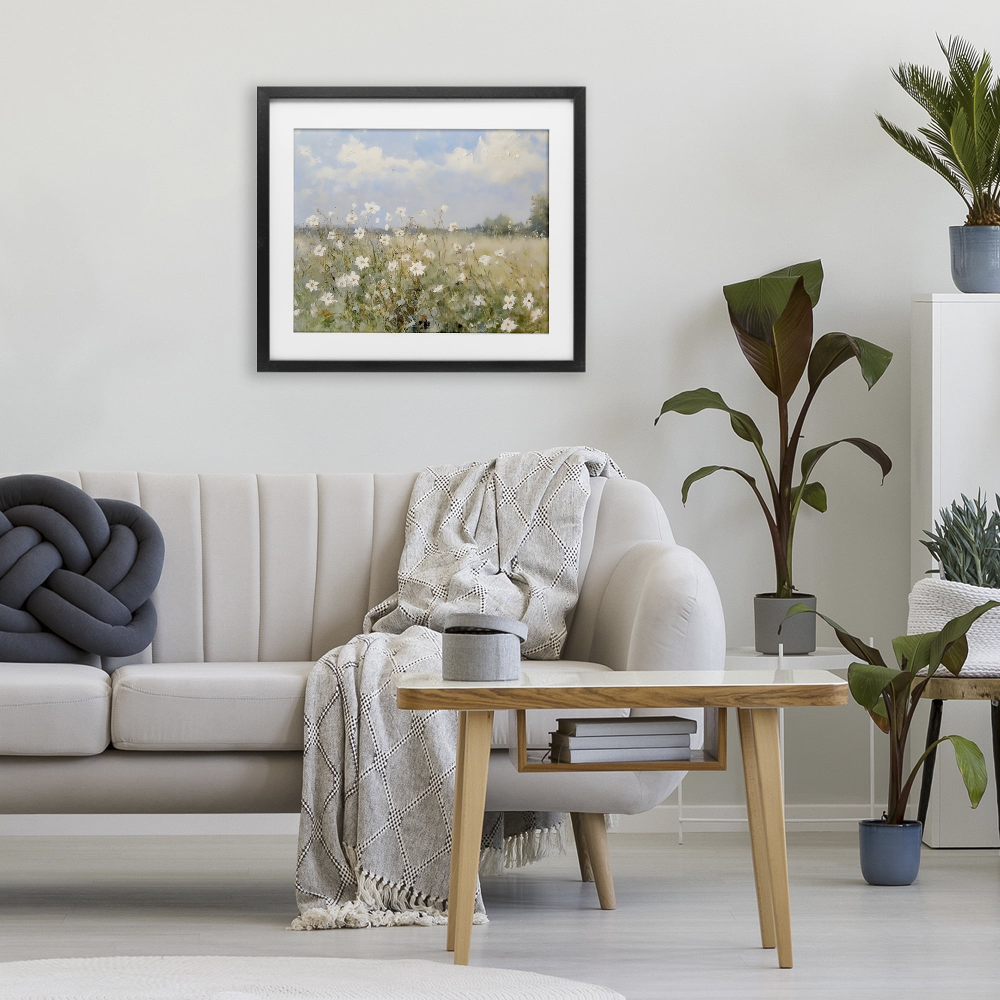 Stupell Industries Neutral Wildflower Field in Bloom Black Framed Print Under Glass, design by LSR Design Studio