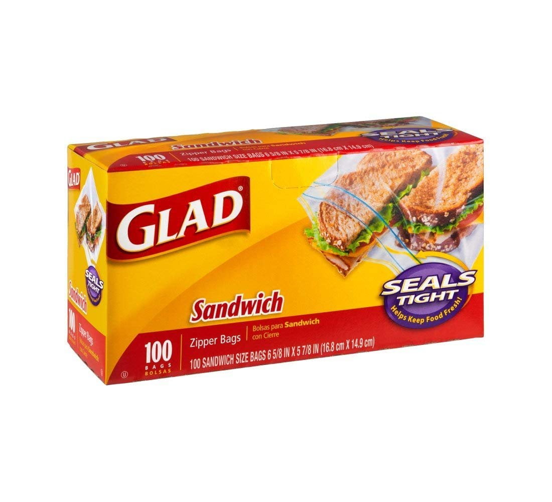 Glad Zipper Sandwich Bags, 100 Count