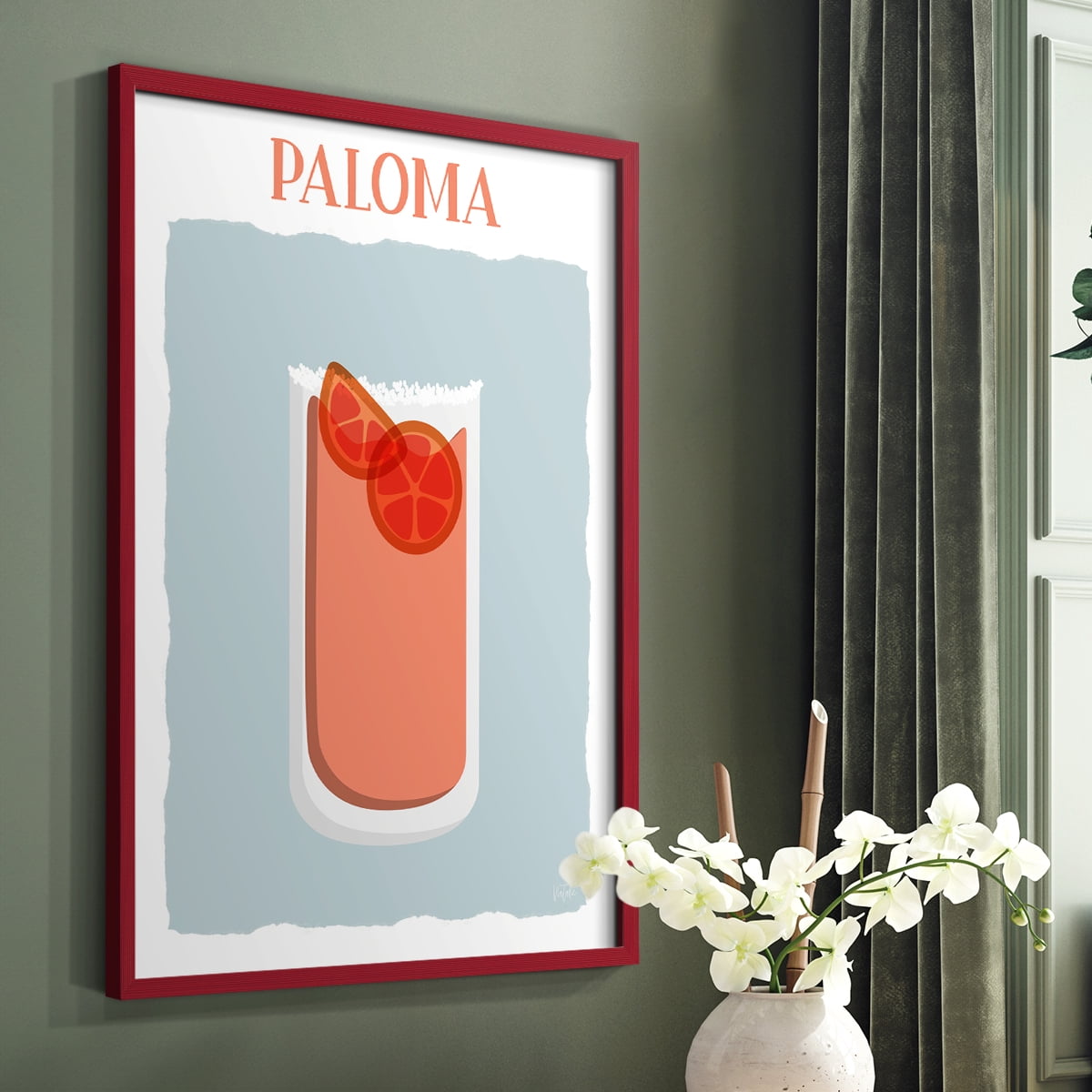 Paloma in Red Solid Wood 8 x 10 Framed Print