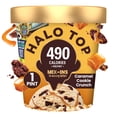 thumbnail image 3 of Halo Top Caramel Dark Chocolate Cookie Crunch Light Ice Cream, Lower Calorie Frozen Dessert Pint, 16 fl oz, 3 of 16