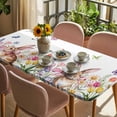 thumbnail image 3 of Easter Table Cloths for 4 Foot Rectangle Tables, Spring Watercolor Tulip Butterfly Flower Plant Patio Waterproof Elastic Fitted Tablecloths, Washable Rectangular Table Cover for Camping, 3 of 8