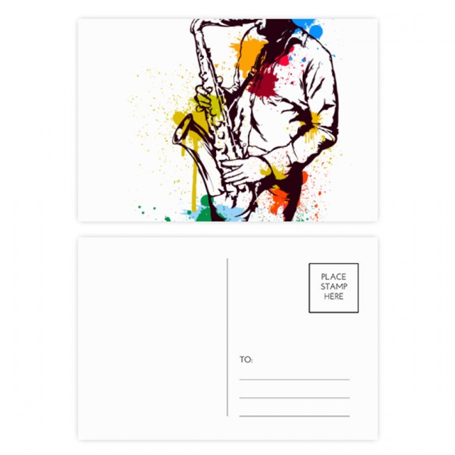 Pintura acuarela Street Hombre musica rock Set cumpleaños gracias tarjeta postal correo lado 20pcs