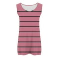 thumbnail image 6 of CYRBOKO Tank Tops for Women, Striped Crew Neck Plus-size Summer Sleeveless Shirts Pink Size 5XL, 6 of 6