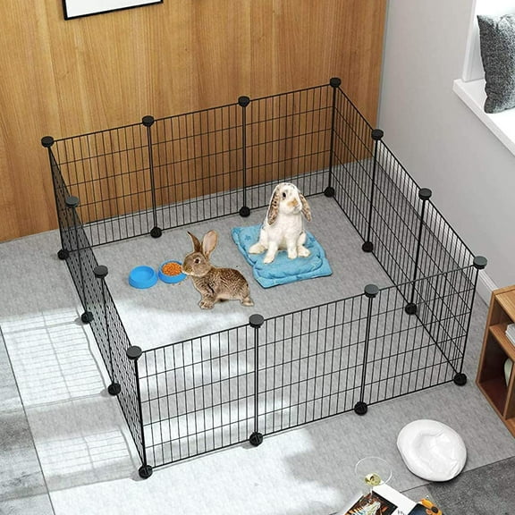 UWR-Nite Pet Playpen, Small Animals Cage DIY Wire Fence with Door for Indoor/Outdoor Use, Portable Yard Fence for Small Animal, Puppies, Kitties, Bunny, Turtle 56" x 28" x 14"